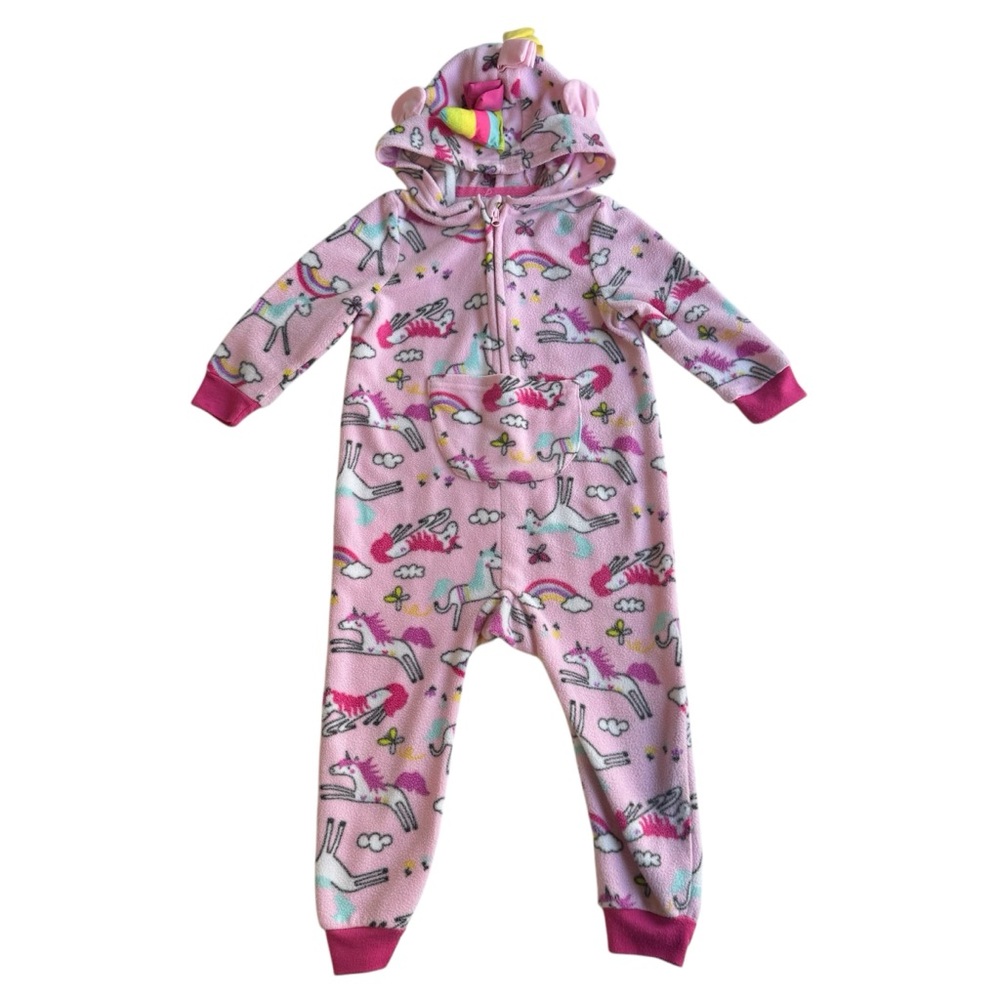 Toddler Girls Unicorn Fleece One Piece Pajama Size 2T